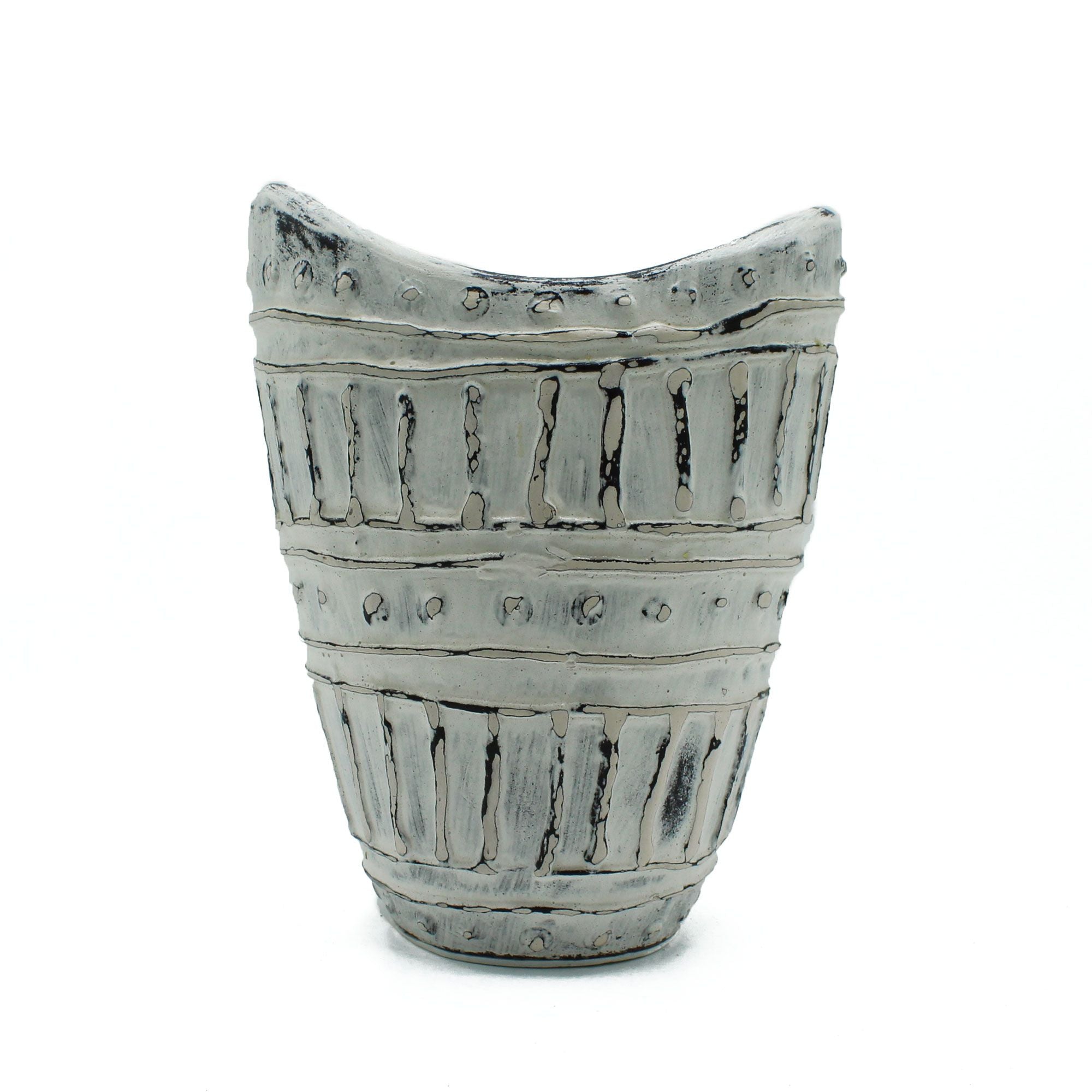 Wide Neck Shaped Vase Ornament - Cream 22cm