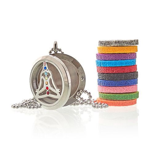 Locket Necklace Stainless Steel Aromatherapy Diffuser Yoga Chakra Design