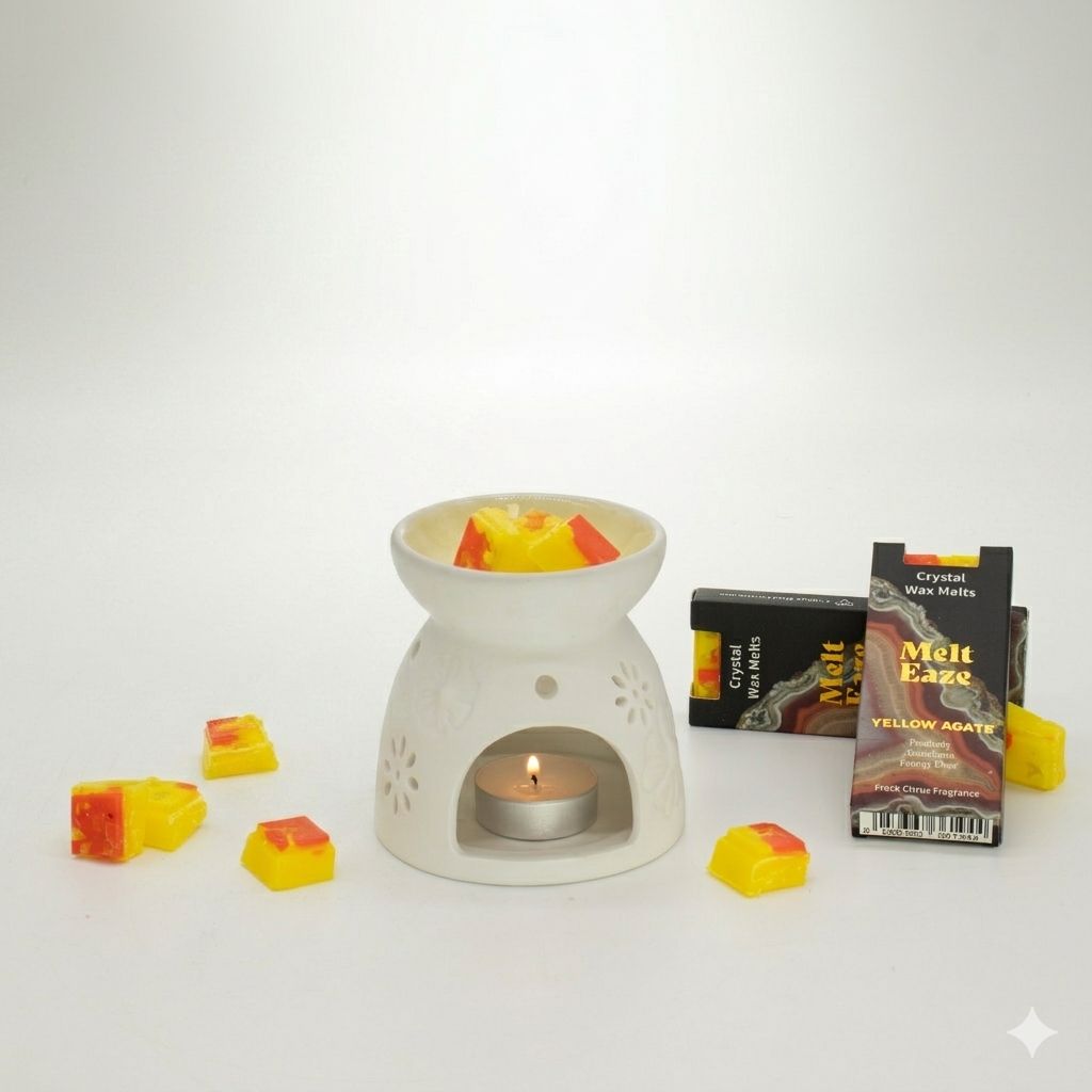 Fresh Citrus Crystal Wax Melts Bar With Real Yellow Agate Gemstone Chips