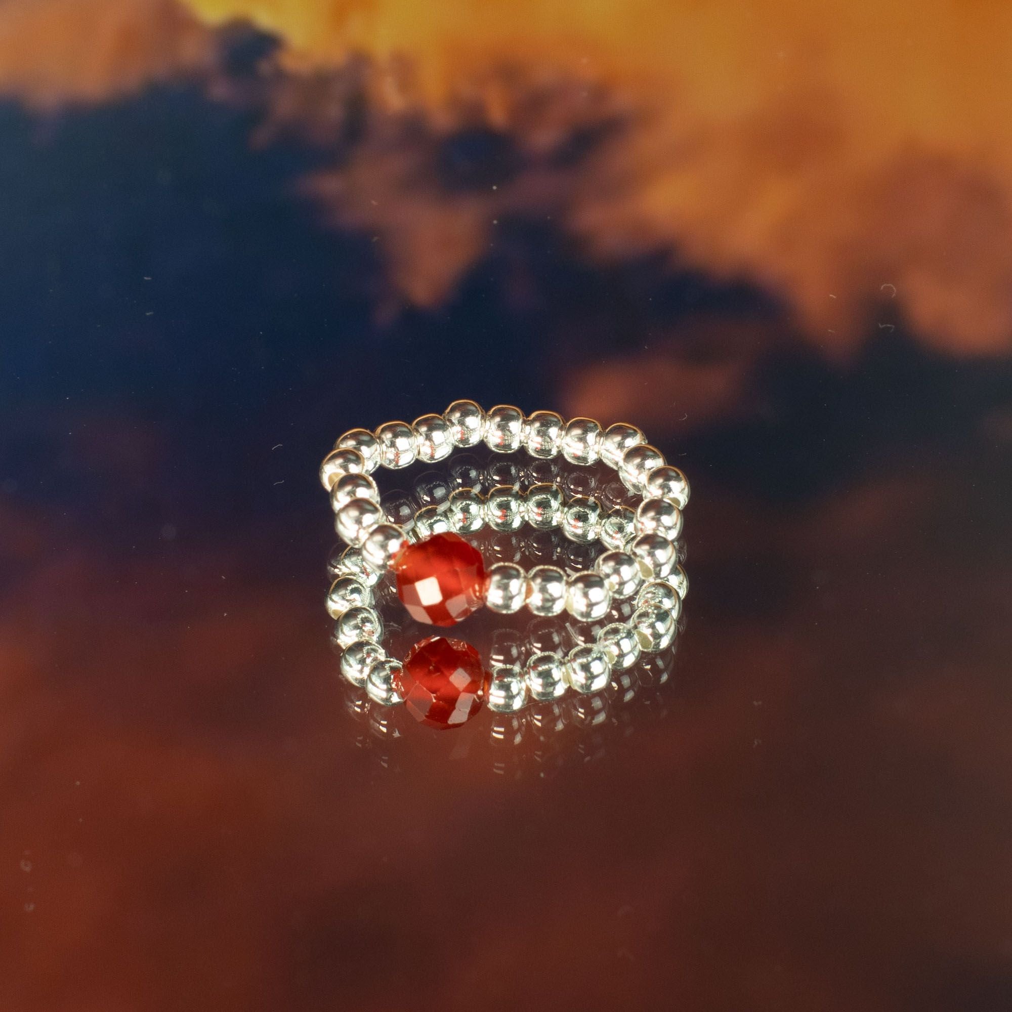Spirit Gemstone Ring Set Blood Moon