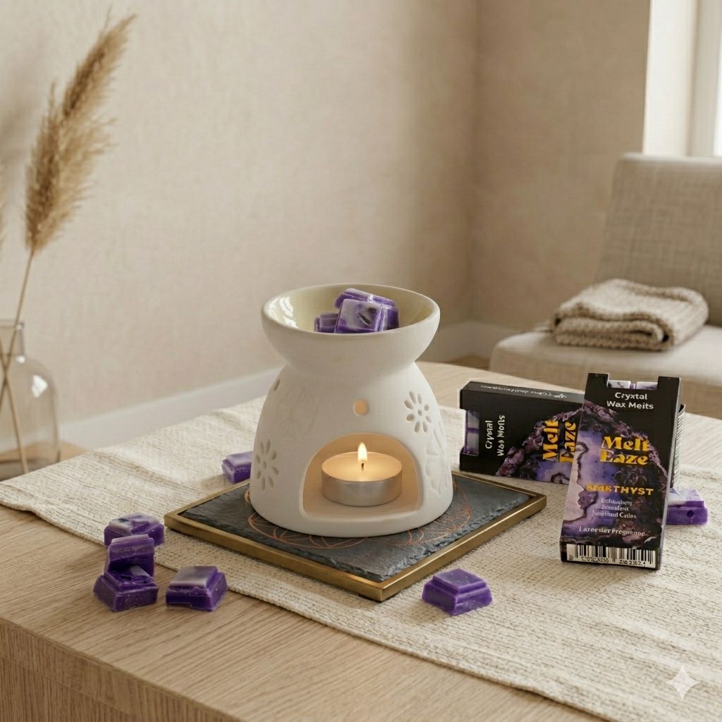 Lavender Crystal Wax Melts Bar With Amethyst Gemstone Chips