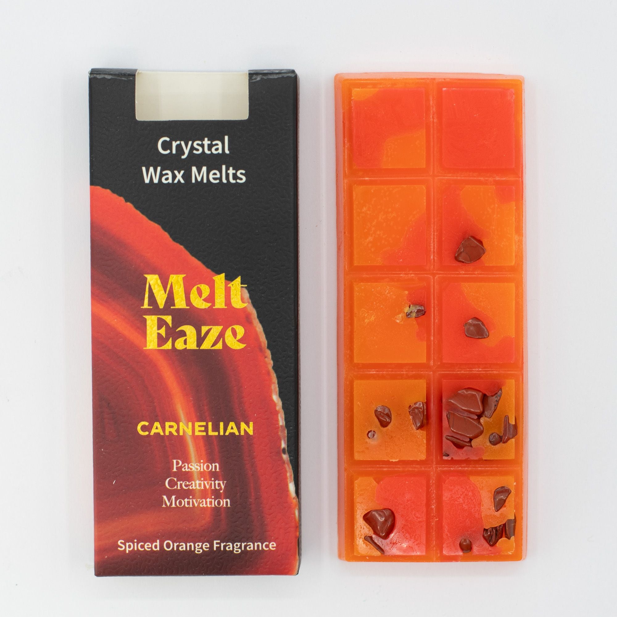 Spiced Orange Crystal Wax Melts Bar With Real Carnelian Gemstone Chips