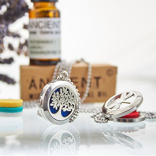 Locket Necklace Stainless Steel Aromatherapy Diffuser Hamsa Chakra