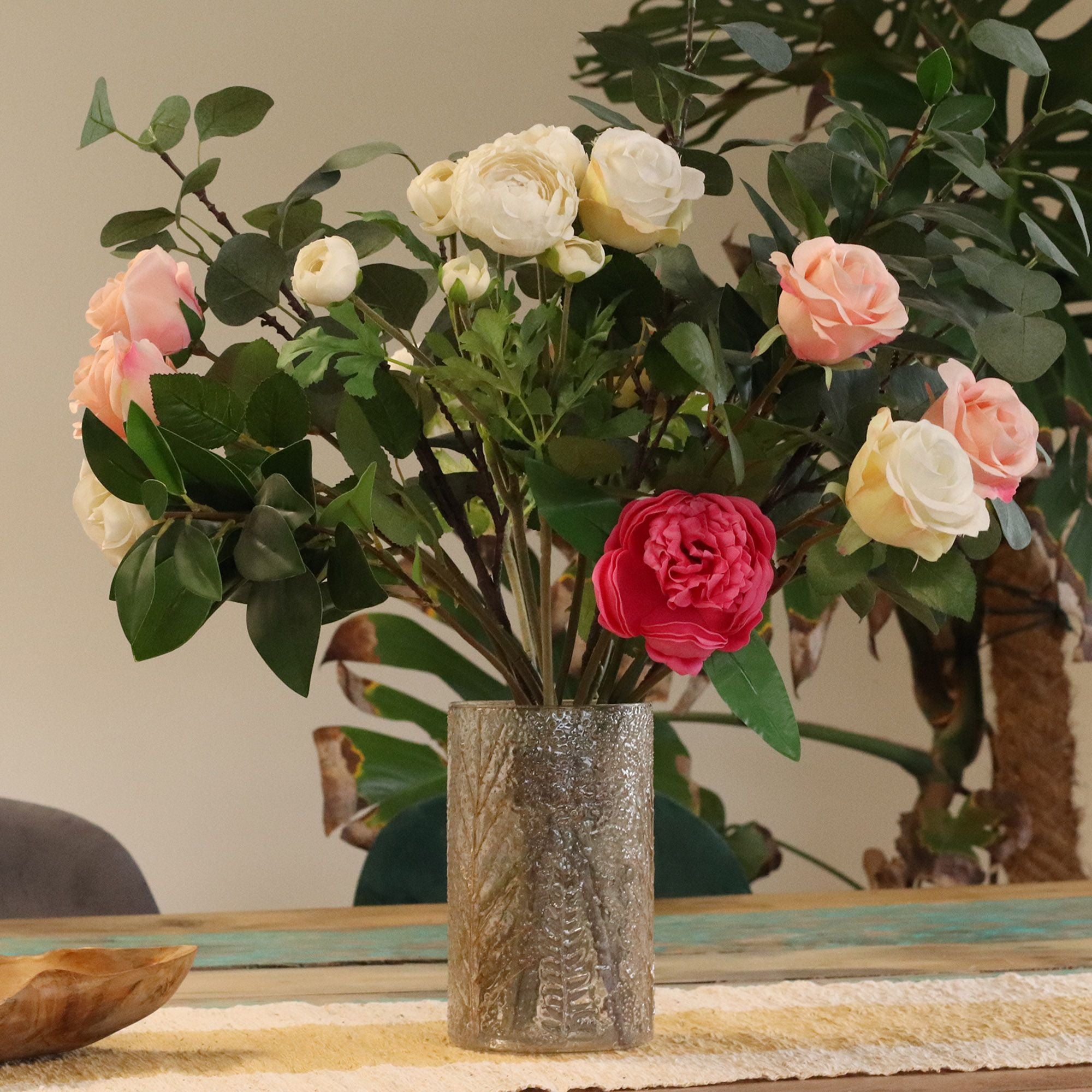 Natural Floral Glass - Tall Vase Candle Holder - Pino - (19x11cm)