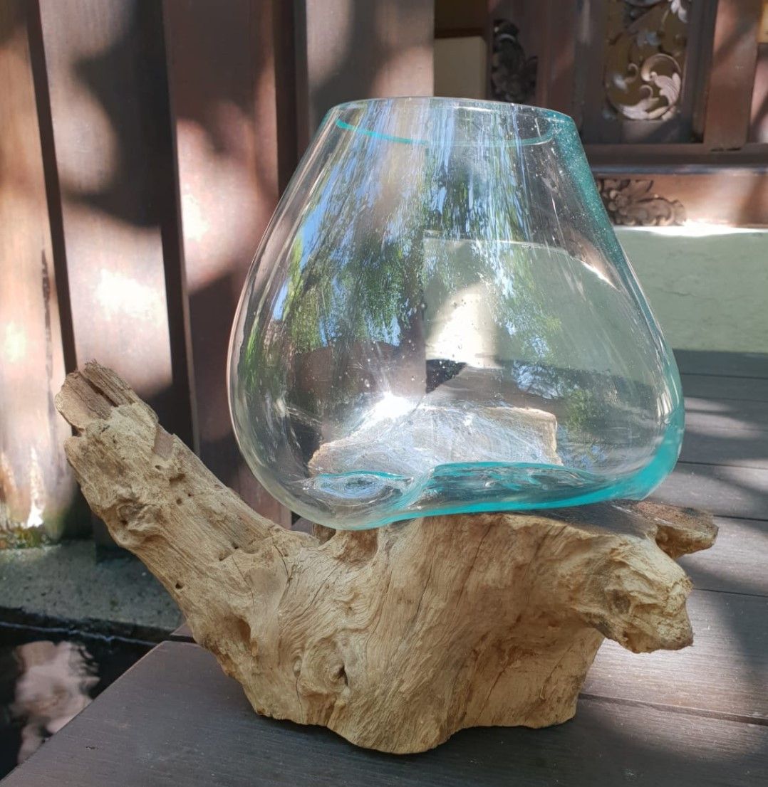 Molten Glass on Wood - Large Bowl - Ornament