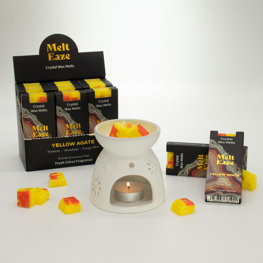 Fresh Citrus Crystal Wax Melts Bar With Real Yellow Agate Gemstone Chips
