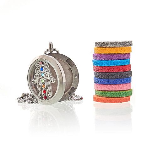 Locket Necklace Stainless Steel Aromatherapy Diffuser Hamsa Chakra