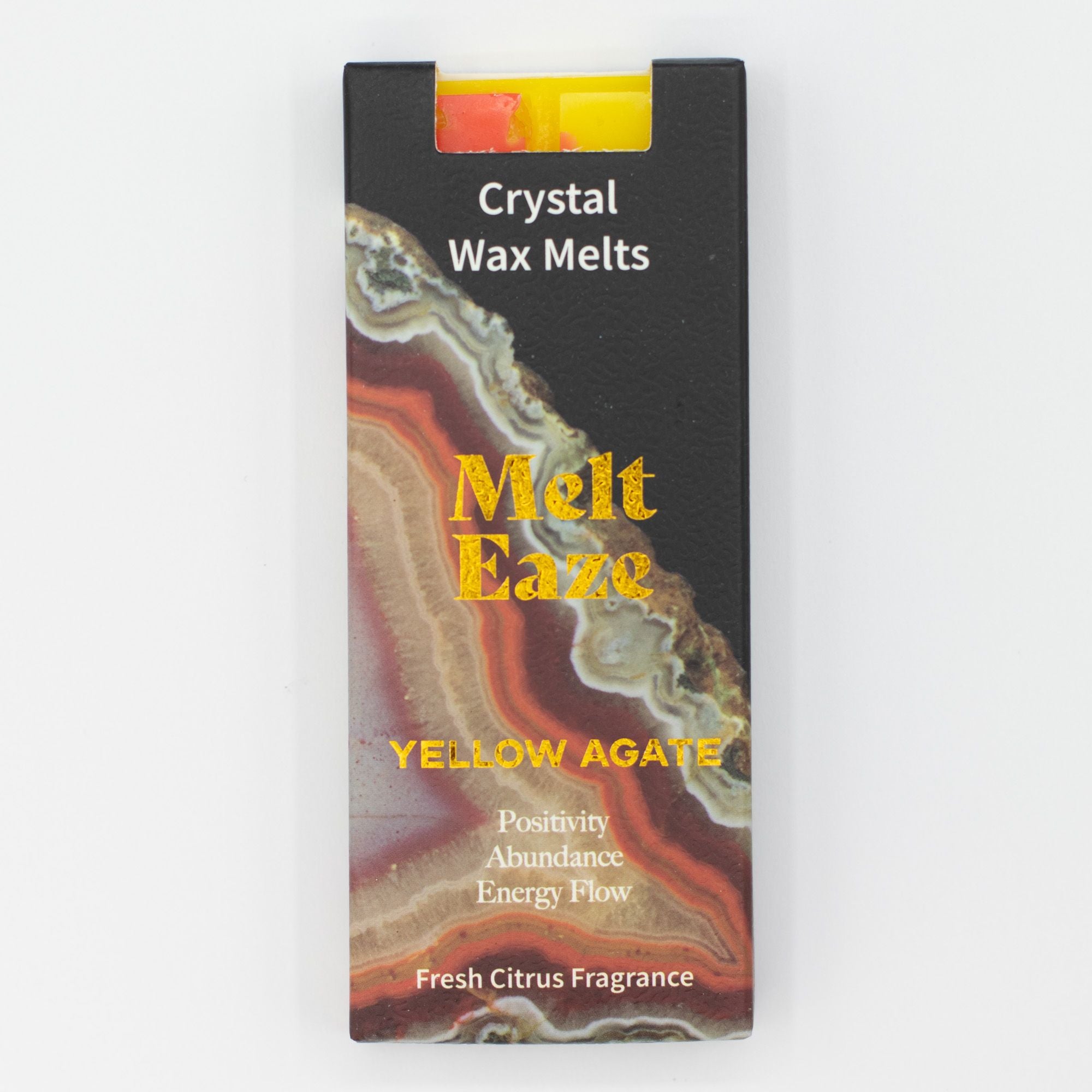 Fresh Citrus Crystal Wax Melts Bar With Real Yellow Agate Gemstone Chips