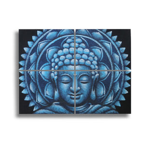 Blue Buddha Mandala Brocade Set of 4 Paintings