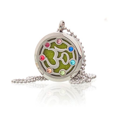 Locket Necklace Stainless Steel Aromatherapy Diffuser Chakra Design