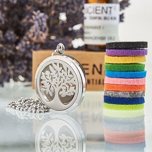 Locket Necklace Stainless Steel Aromatherapy Diffuser Tree of Life