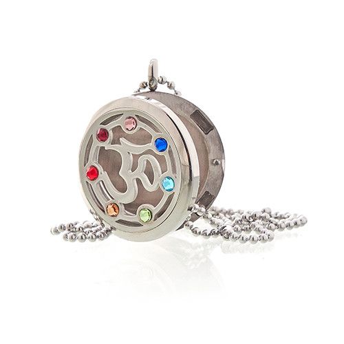 Locket Necklace Stainless Steel Aromatherapy Diffuser Chakra Design