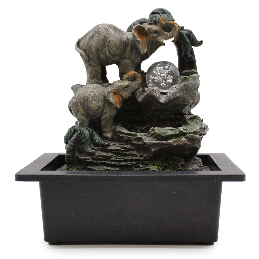 Tabletop Water Feature Elephant Family