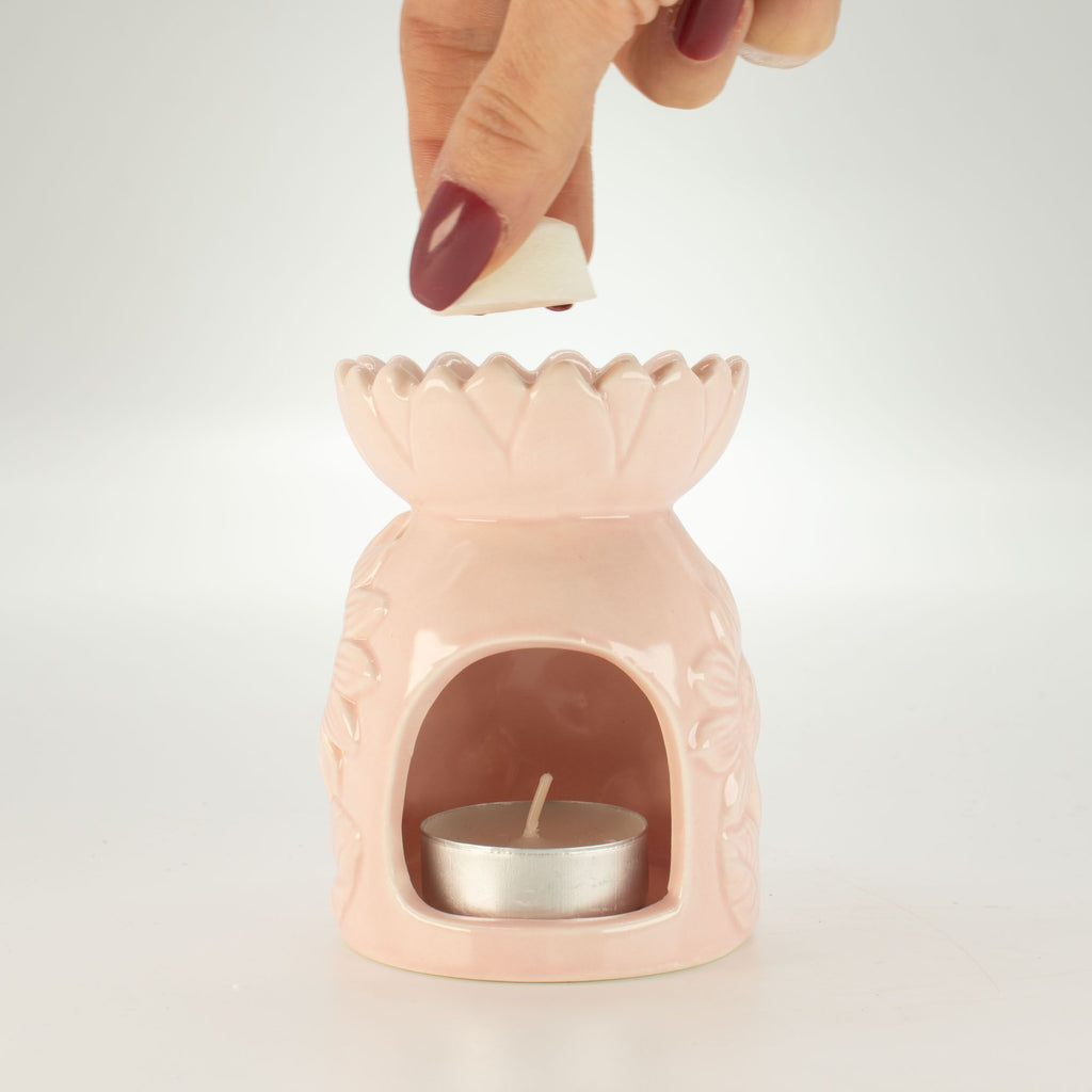Ceramic Oil Burner Pastel Pink Sunflower