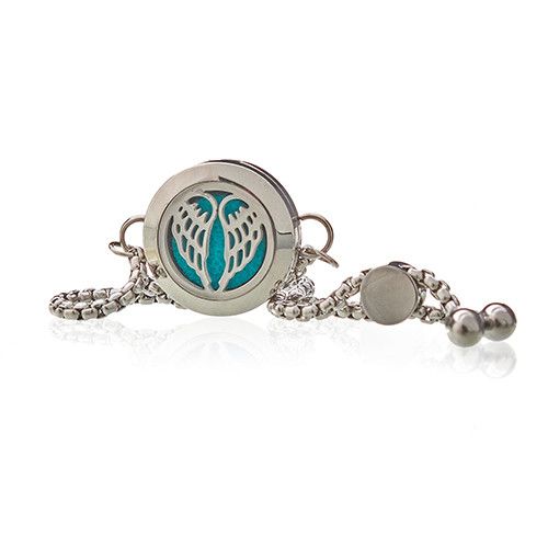 Locket Chain Bracelet Stainless Steel Aromatherapy Diffuser Angel Wings 20mm