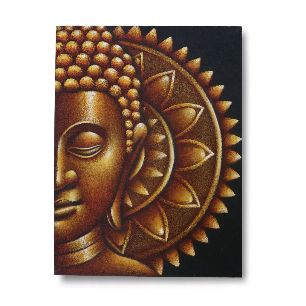 Buddha Hand Painted Art Gold Half Buddha Mandala