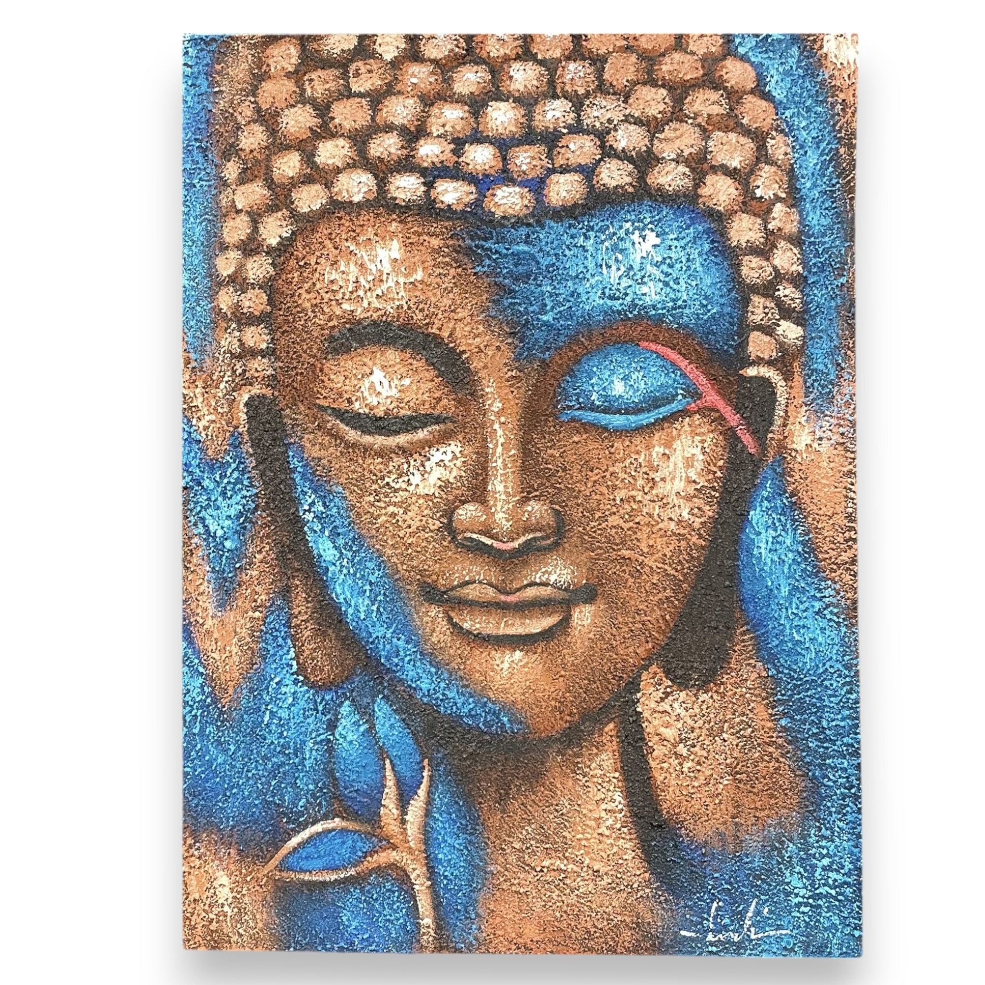 Bronze & Blue Buddha Painting