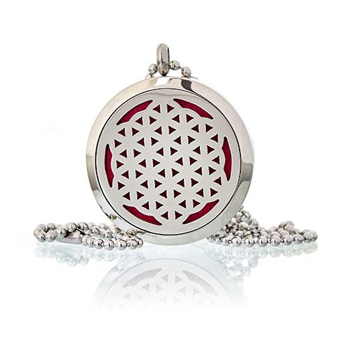 Locket Necklace Stainless Steel Aromatherapy Diffuser Flower of Life