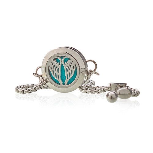 Locket Chain Bracelet Stainless Steel Aromatherapy Diffuser Angel Wings 20mm