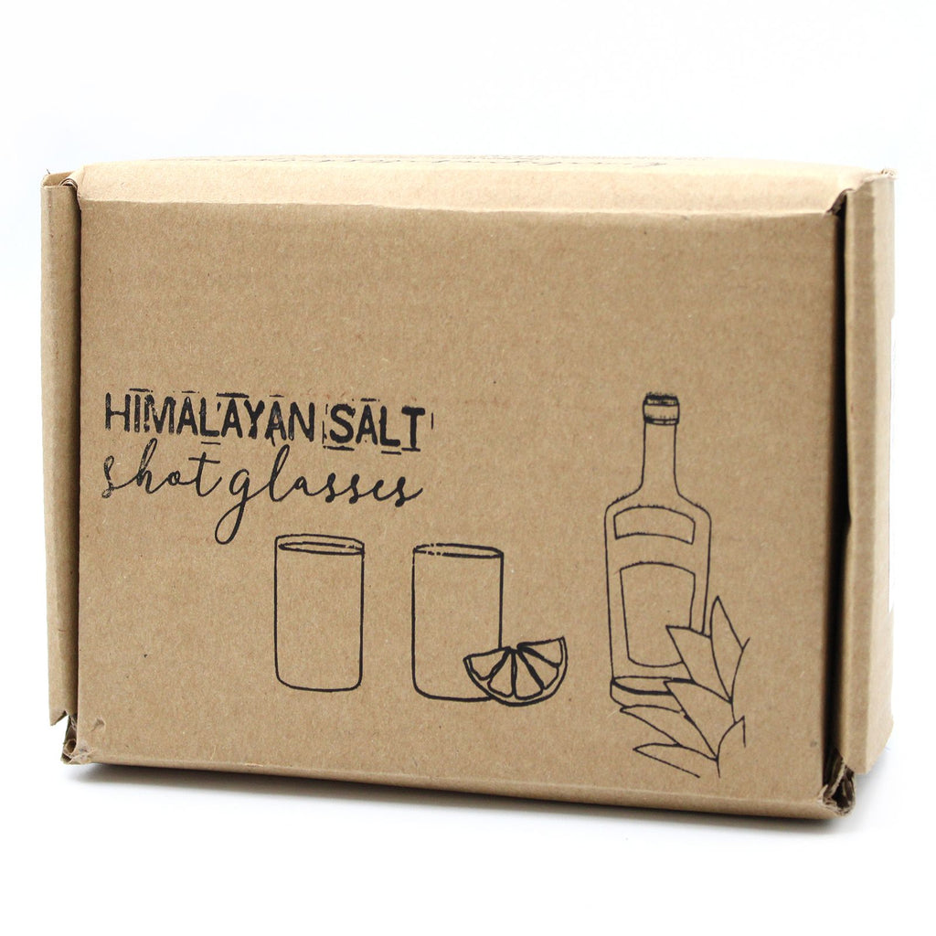 Himalayan Salt Shot Glasses & Wood Serving Stand Set of 2
