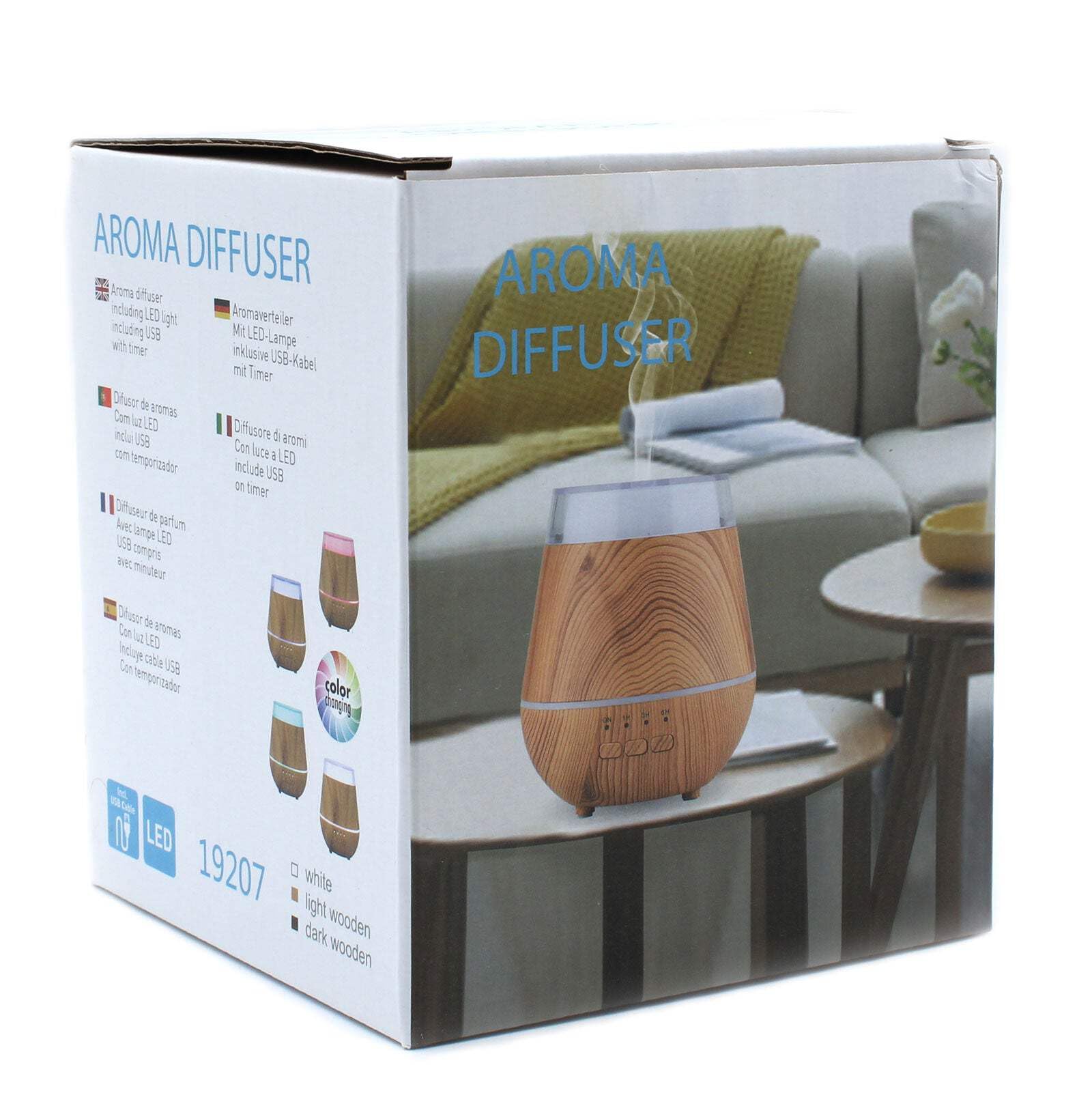 Helinski Atomiser Room Fragrance Essential Oil Diffuser Tank Capacity 120ml - LED Light - 4 Colours - Powered by USB