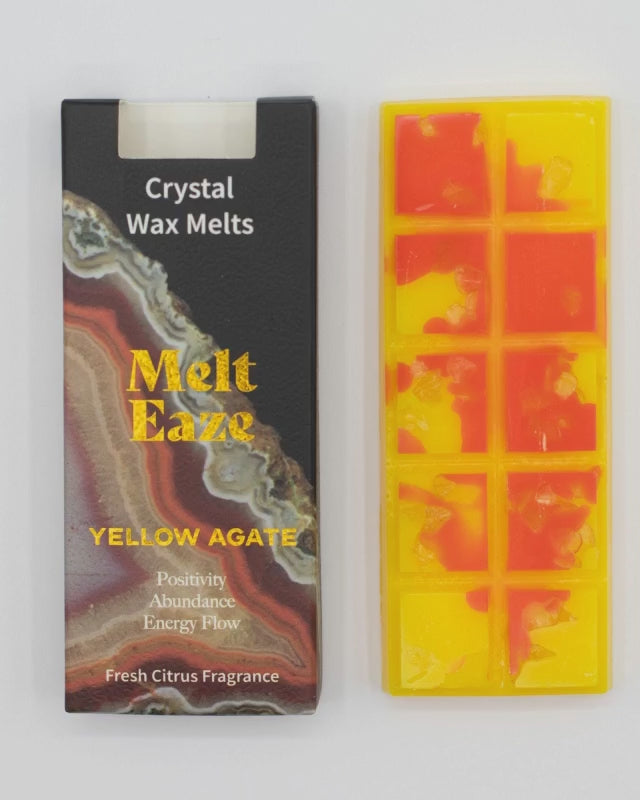 Fresh Citrus Crystal Wax Melts Bar With Real Yellow Agate Gemstone Chips