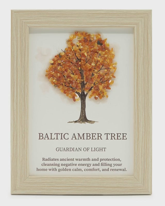 Decorative Tree of Life Wall Art with Genuine Baltic Amber Chips - Warm, Textured Natural Home Accent