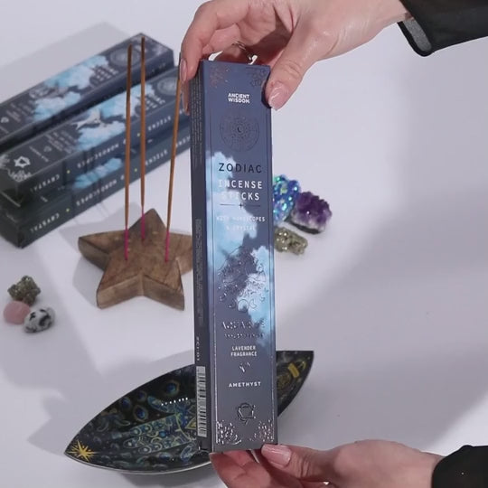 Leo Zodiac Incense Sticks Lemongrass Fragrance and Citrine Gemstone Crystal Astrology Gift